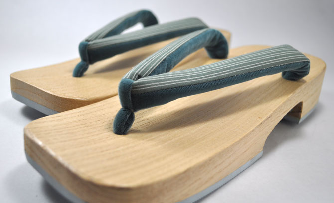 川越唐桟　下駄　右近白木1