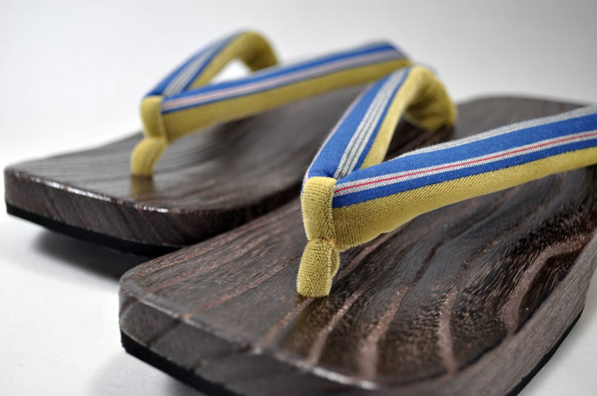 川越唐桟　下駄　右近焼き1