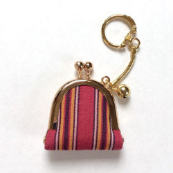 川越ミニがま口　赤太縞