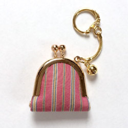 川越ミニがま口　茜縦縞