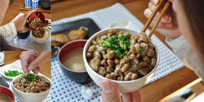 納豆をたべる